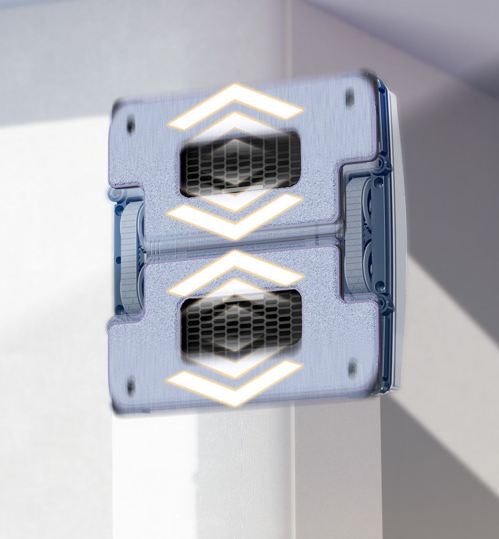 2枚のクリーニングクロスが毎分600回往復