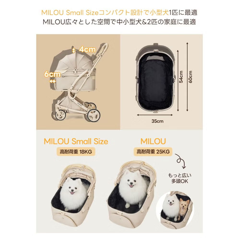 レンタル] PETTENA ペットカート MILOU Small Size クリームベージュ