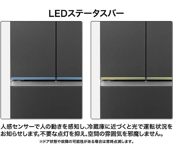 冷蔵庫の状態を光でさりげなく伝える