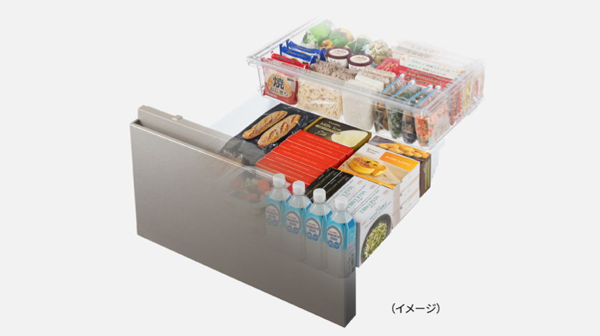 [450LL][ファミリー向け][観音開き]パナソニック NR-F45HY3 冷凍冷蔵庫 大容量冷凍室の収納イメージ
