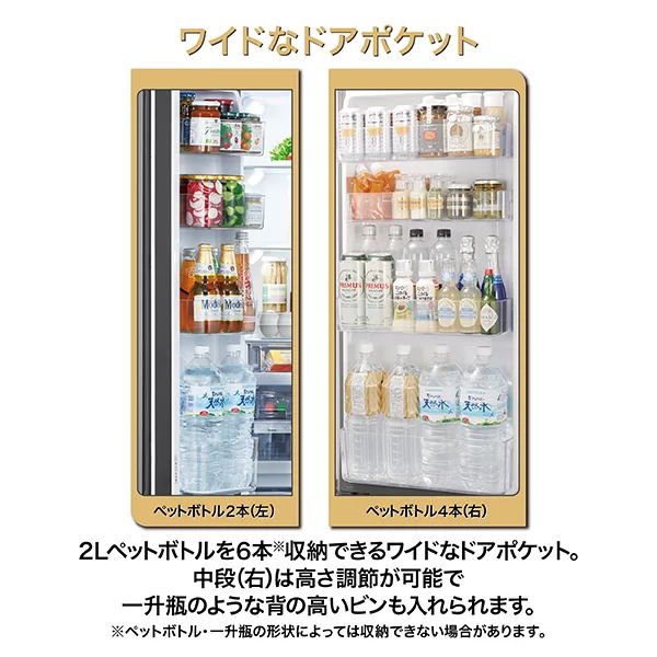 ワイドなドアポケット