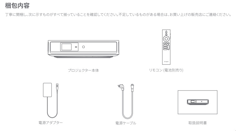 同梱品リスト