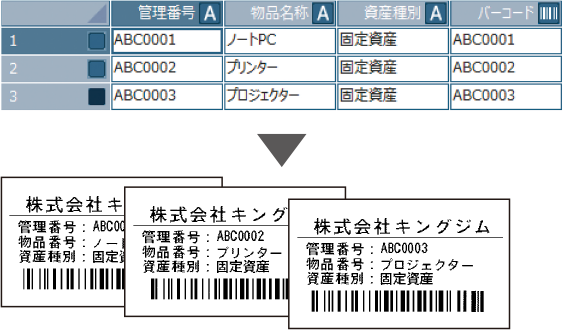 アプリからラベルを作成