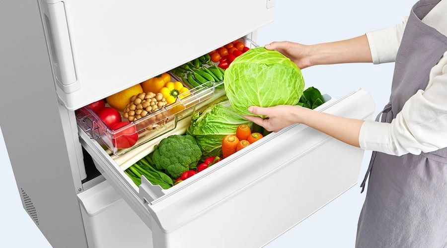 真ん中レイアウトの野菜室