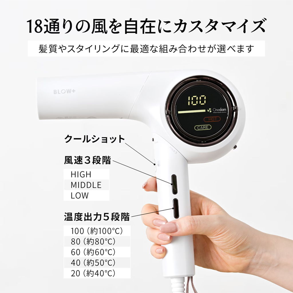 レンタル] ワンダム 海外対応 プラズマケア ヘアドライヤー BLOW+ HBD