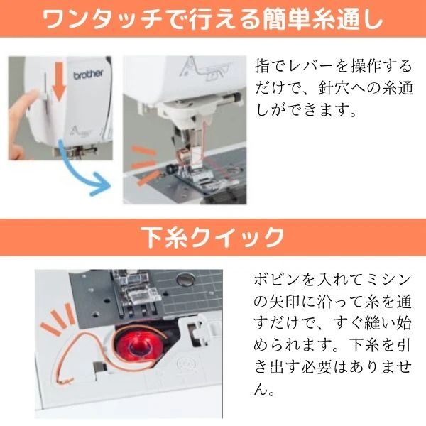 ワンタッチで行える簡単糸通し