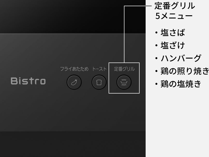 「定番グリル」ボタン搭載