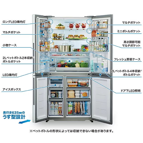 ワイドで整理しやすい収納