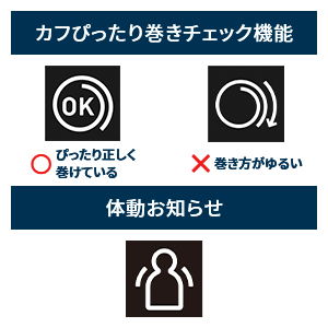 カフぴったり巻きチェック機能