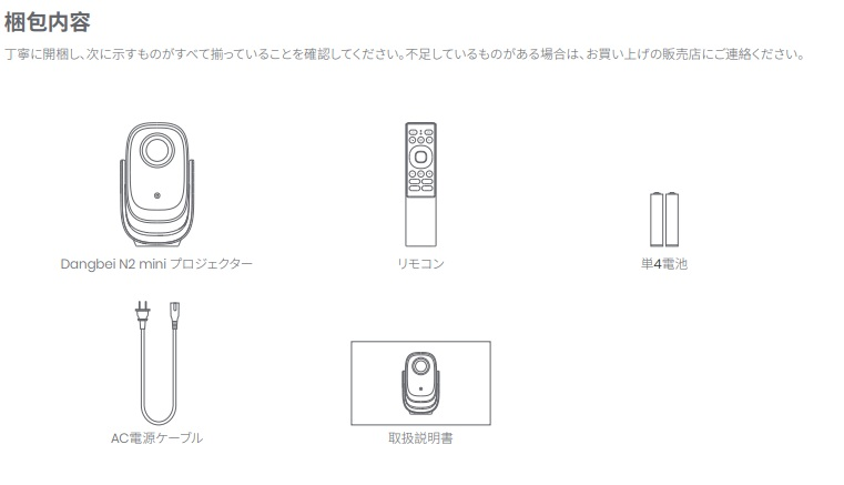 同梱品リスト
