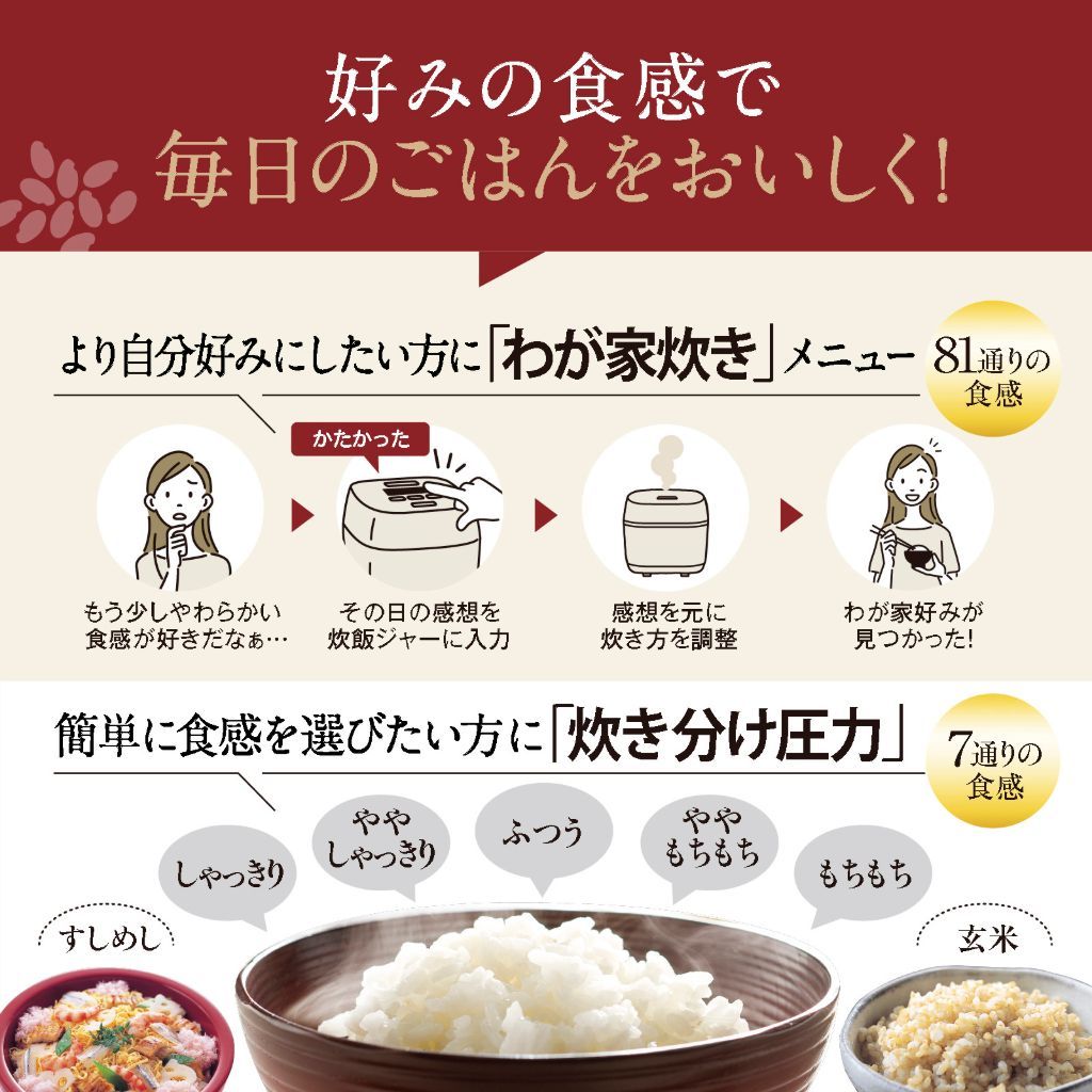 好みの食感で毎日のご飯をおいしく