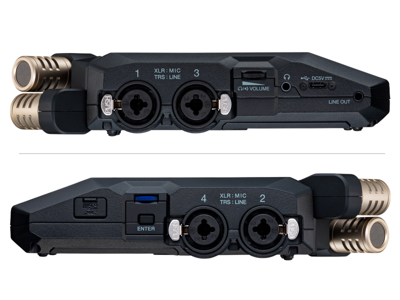 大口径XYステレオマイクと４つの外部入力
