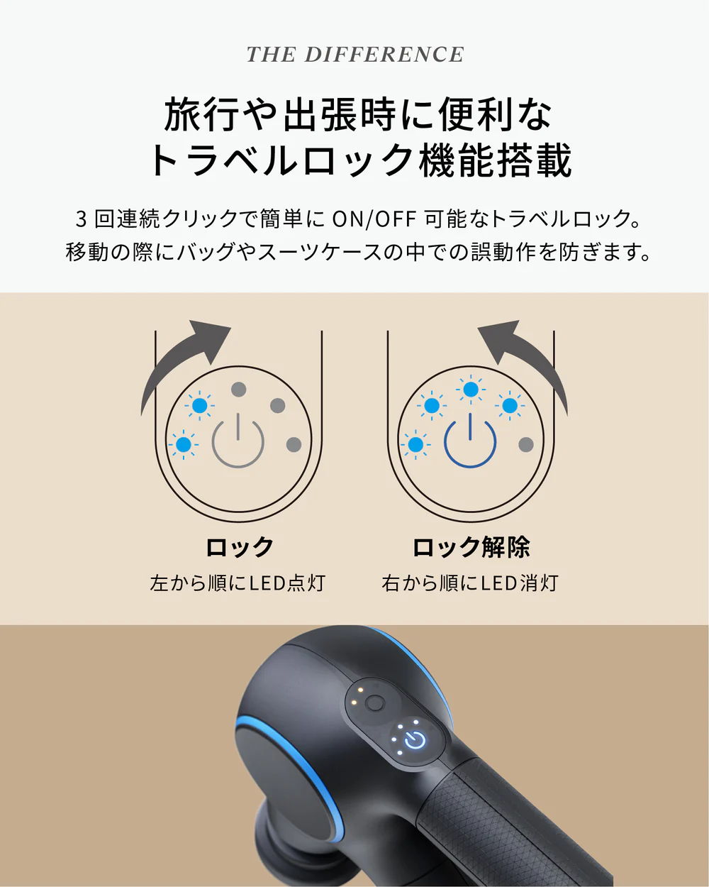 トラベルロック機能搭載