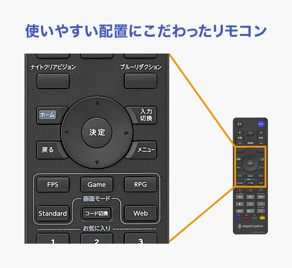 リモコンでダイレクトに操作できる