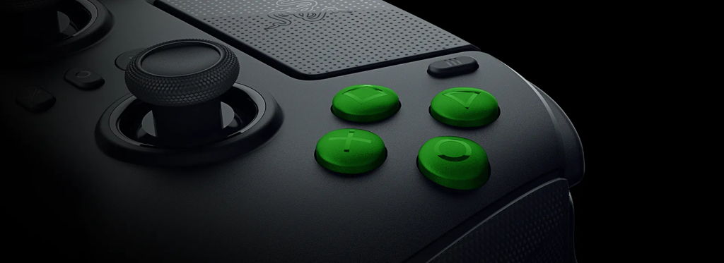 Razer レイザー Raiju V3 Pro PS5&PC用ワイヤレスコントローラー 触感ボタン クローズアップ