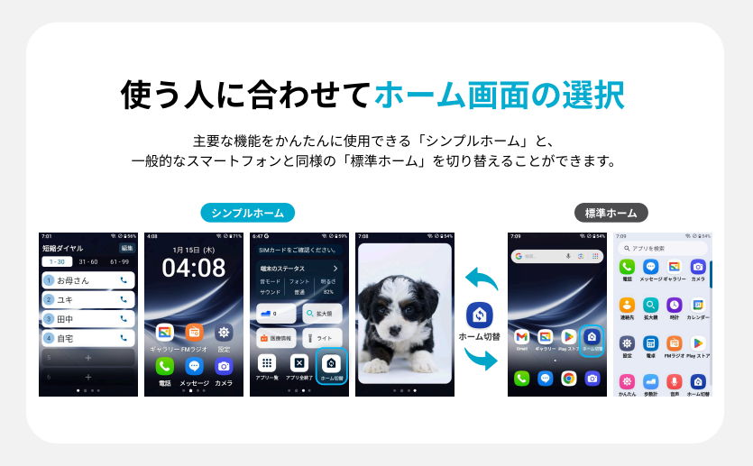 使う人に合わせてホーム画面の選択_イメージ画像